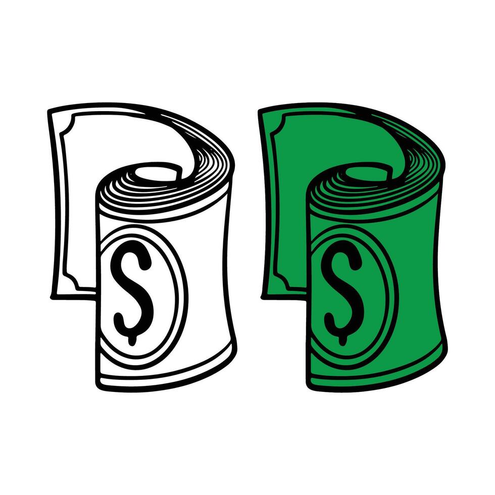 Hand drawn engraving of dollar paper money vector