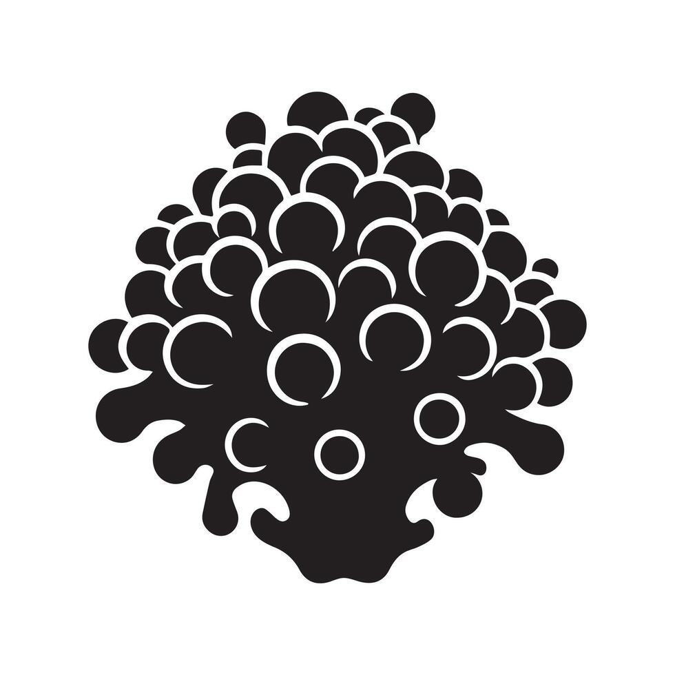 Bubble Coral illustration in black and white vector