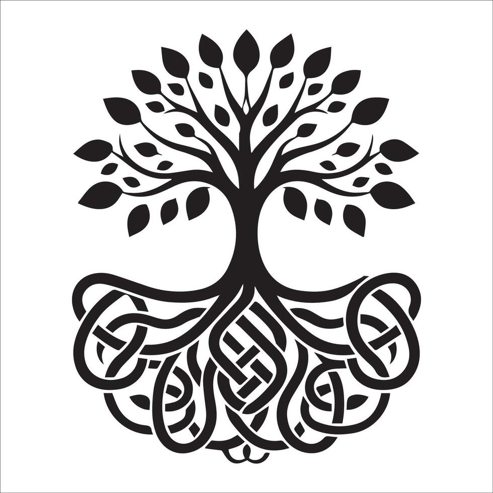 A Celtic love knot roots tree logo illustration vector