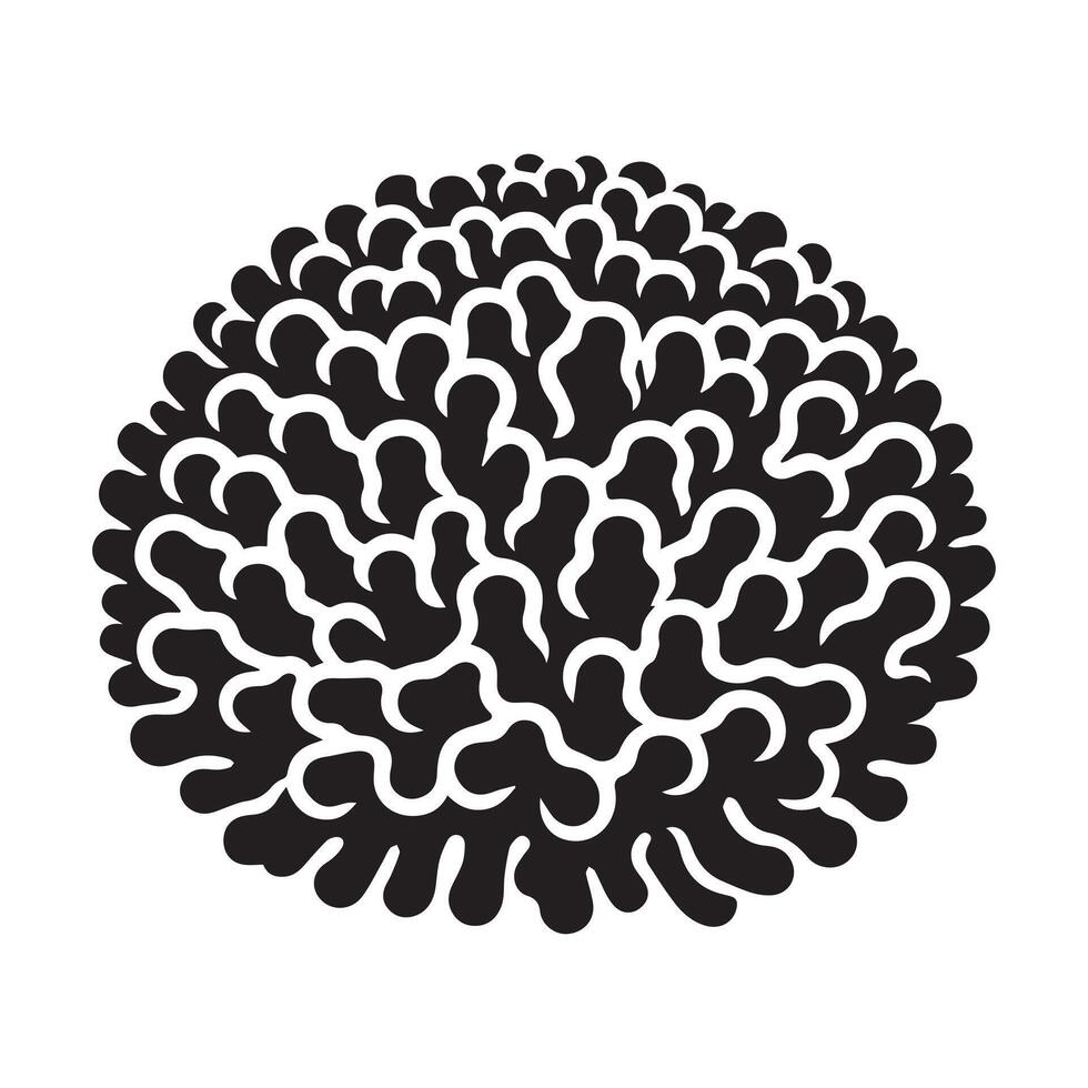 A Leptastrea Coral illustration in black and white vector