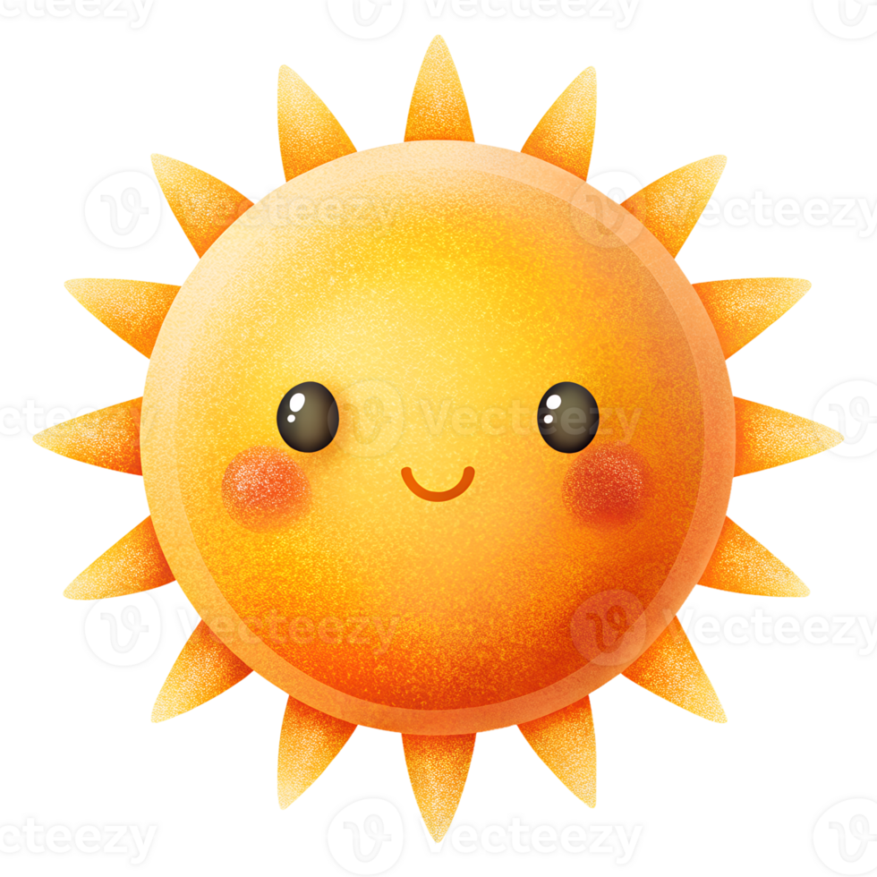 Illustration of Digital Painting, cute sun isolated on white background png