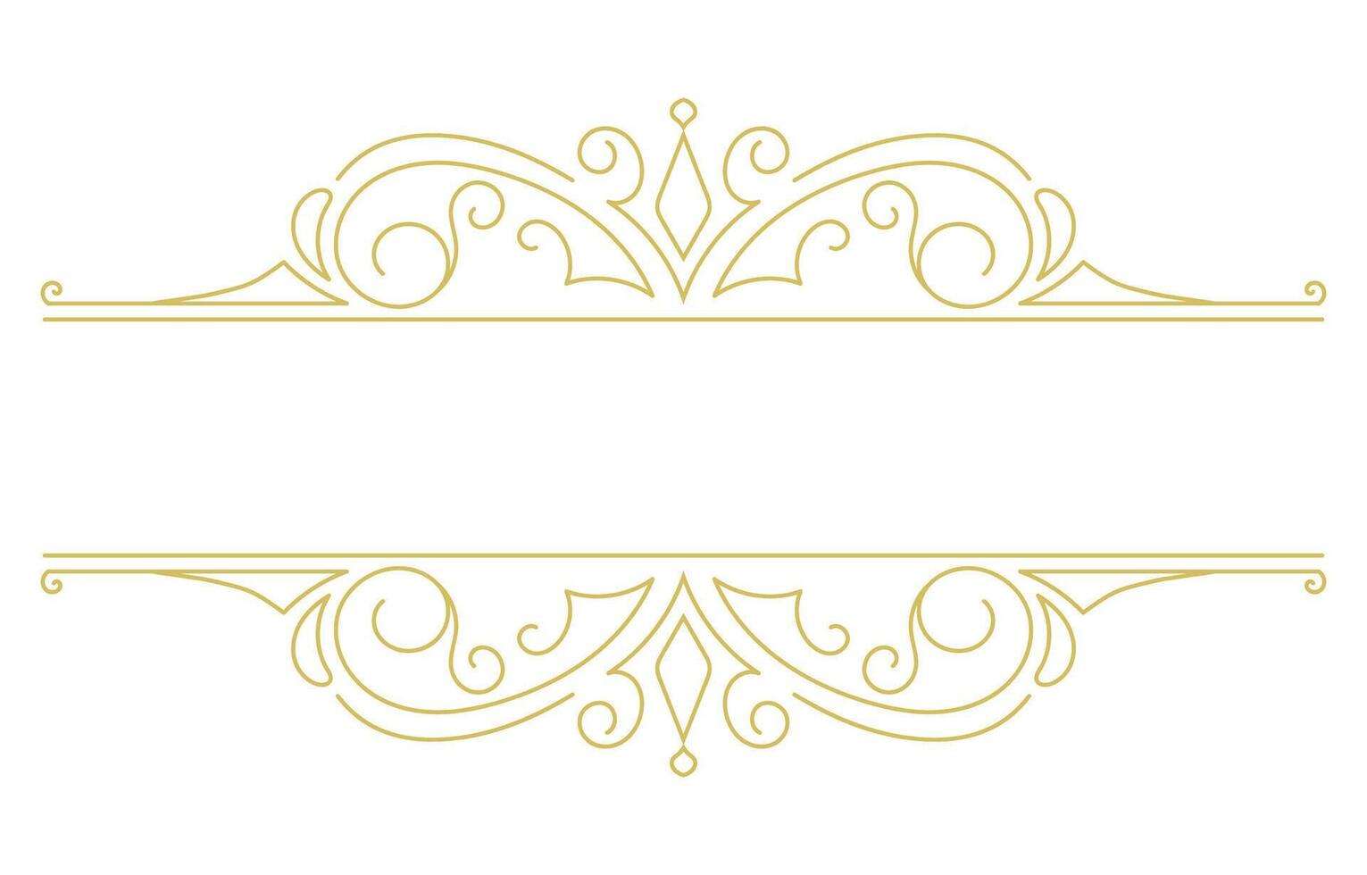 Vintage frame, text separator line classical baroque edge golden lines graphic elements vector