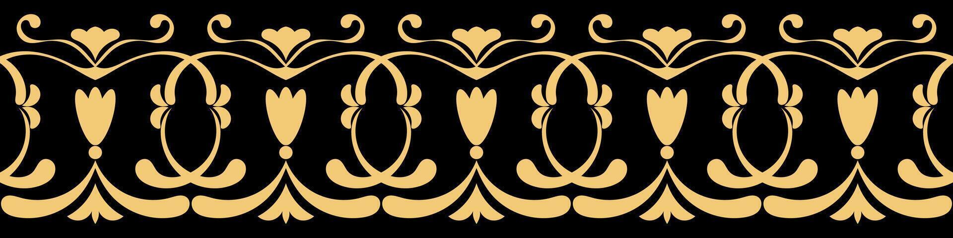 vintage border The cloth edge is decorated with a seamless golden pattern. of flower rolls vector