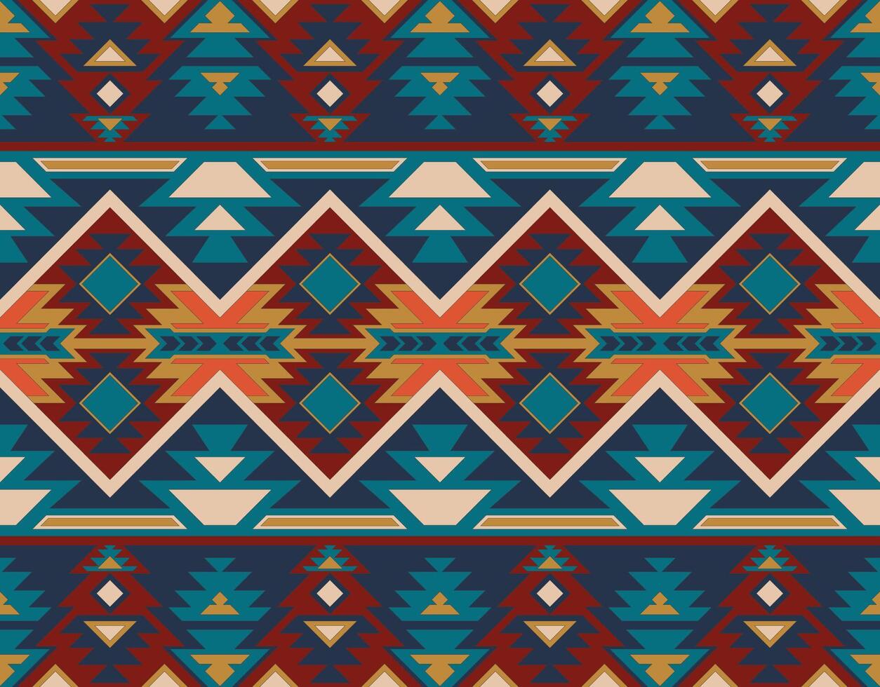 Aztec, Navajo geometric seamless pattern. Native American Southwest print. Ethnic design wallpaper, fabric, cover, textile, rug, blanket. vector