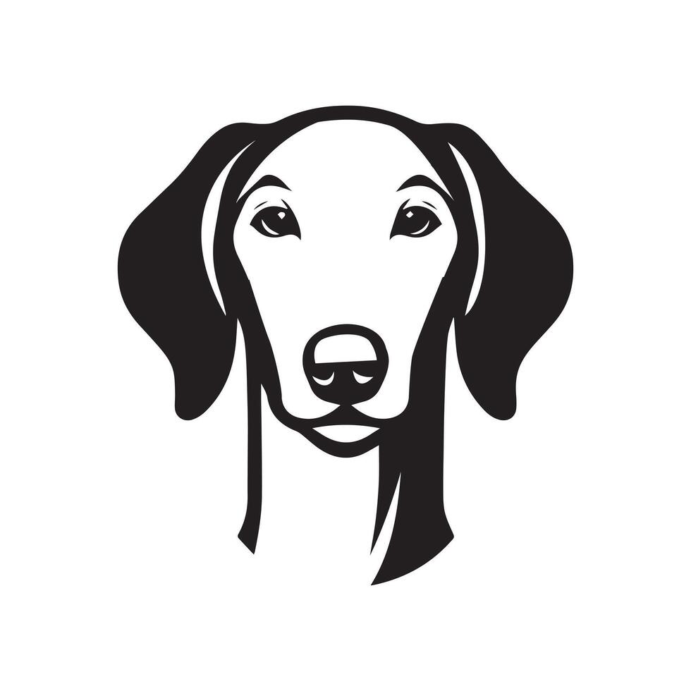 A Neutral Ibizan Hound Dog Face Illustration in black and white vector