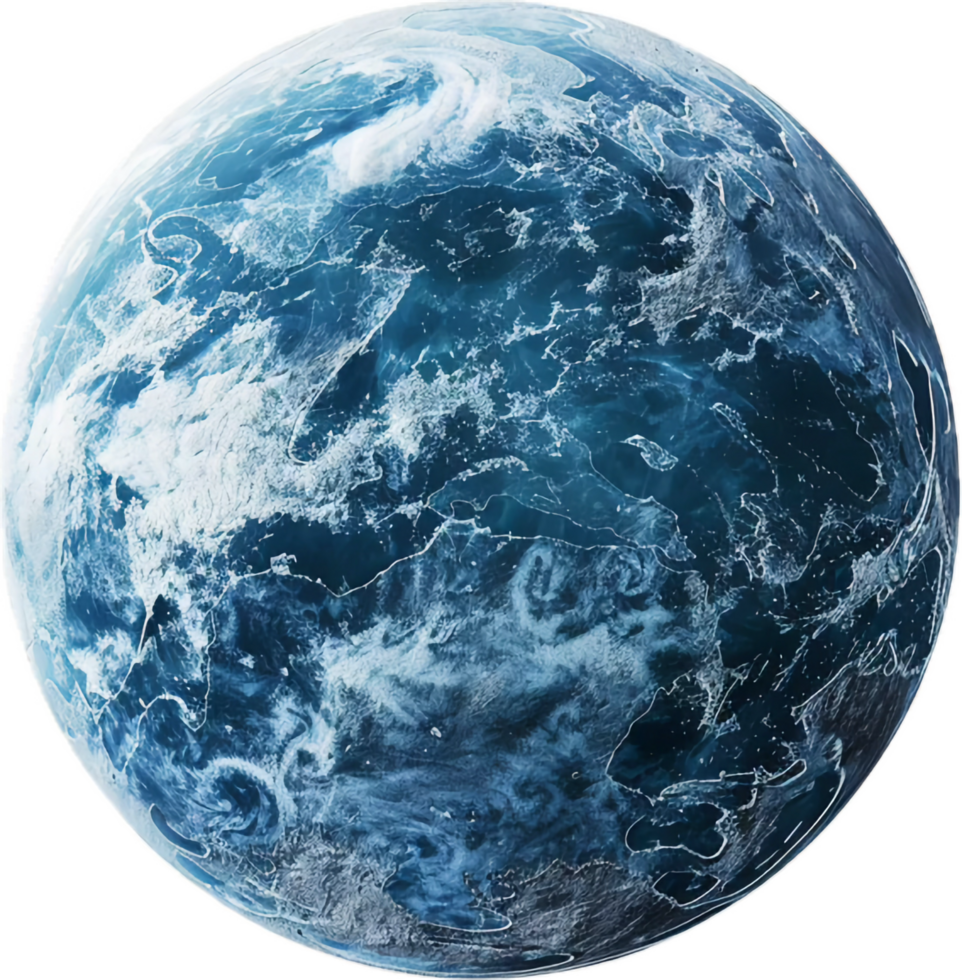 Abstract Blue and White Earth-like Planet. png