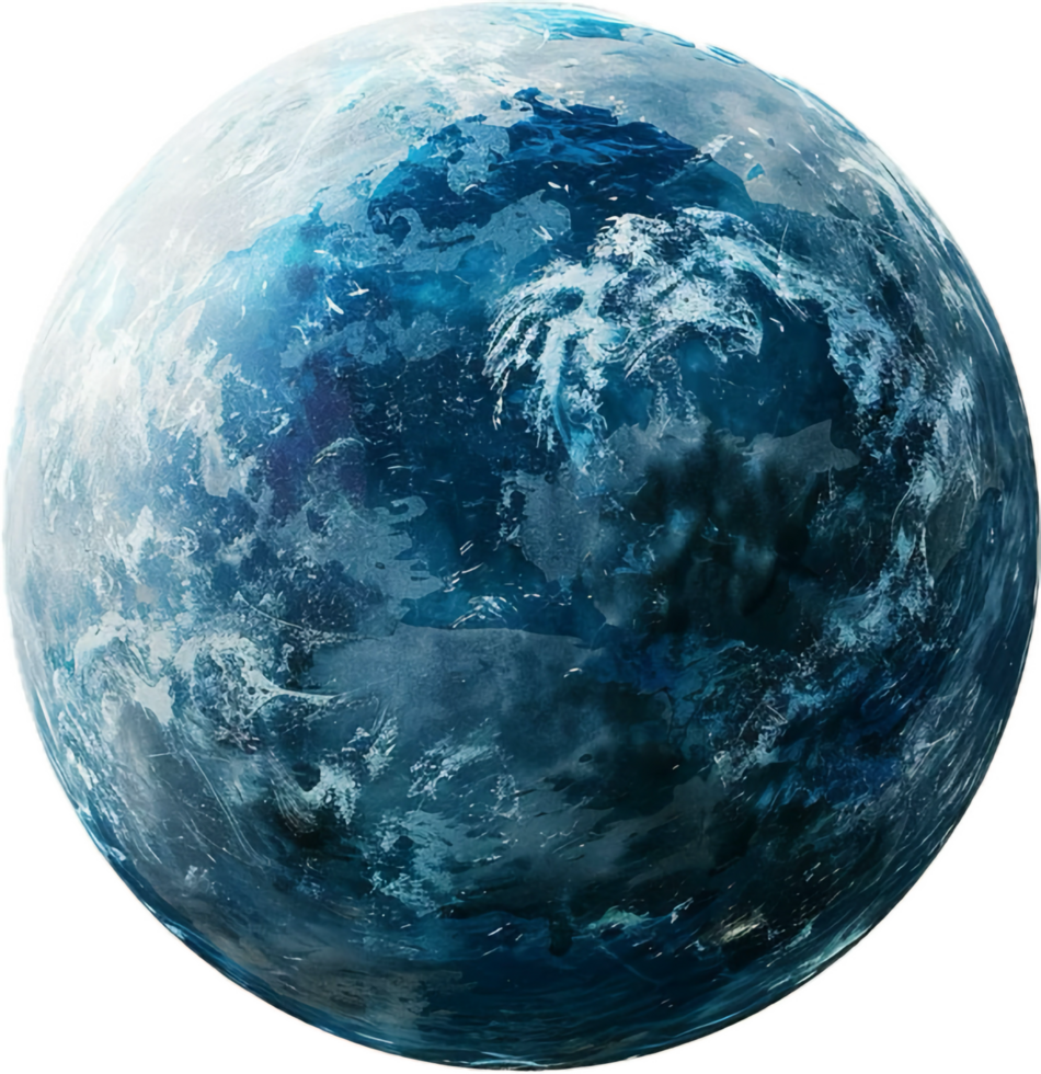 Abstract Blue and White Earth-like Planet. png
