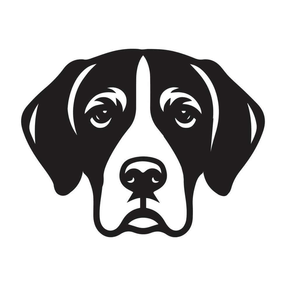 A sad Harrier Dog Face Illustration in black and white vector