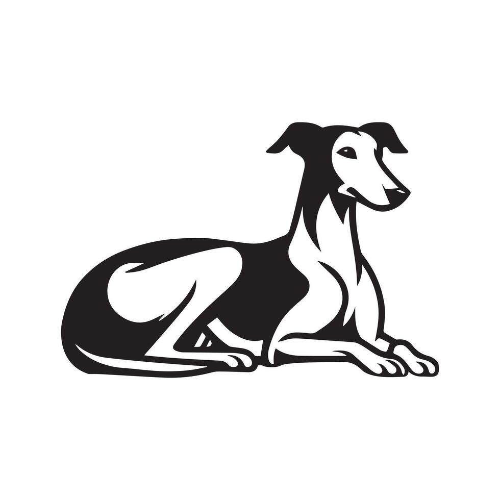 Relaxed Greyhound dog Illustration in black and white vector