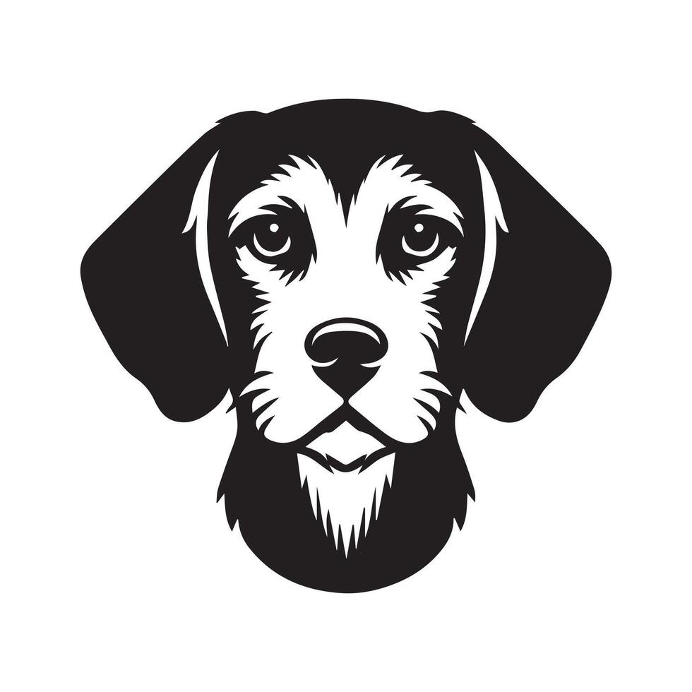 A Loving Harrier Dog Face Illustration in black and white vector