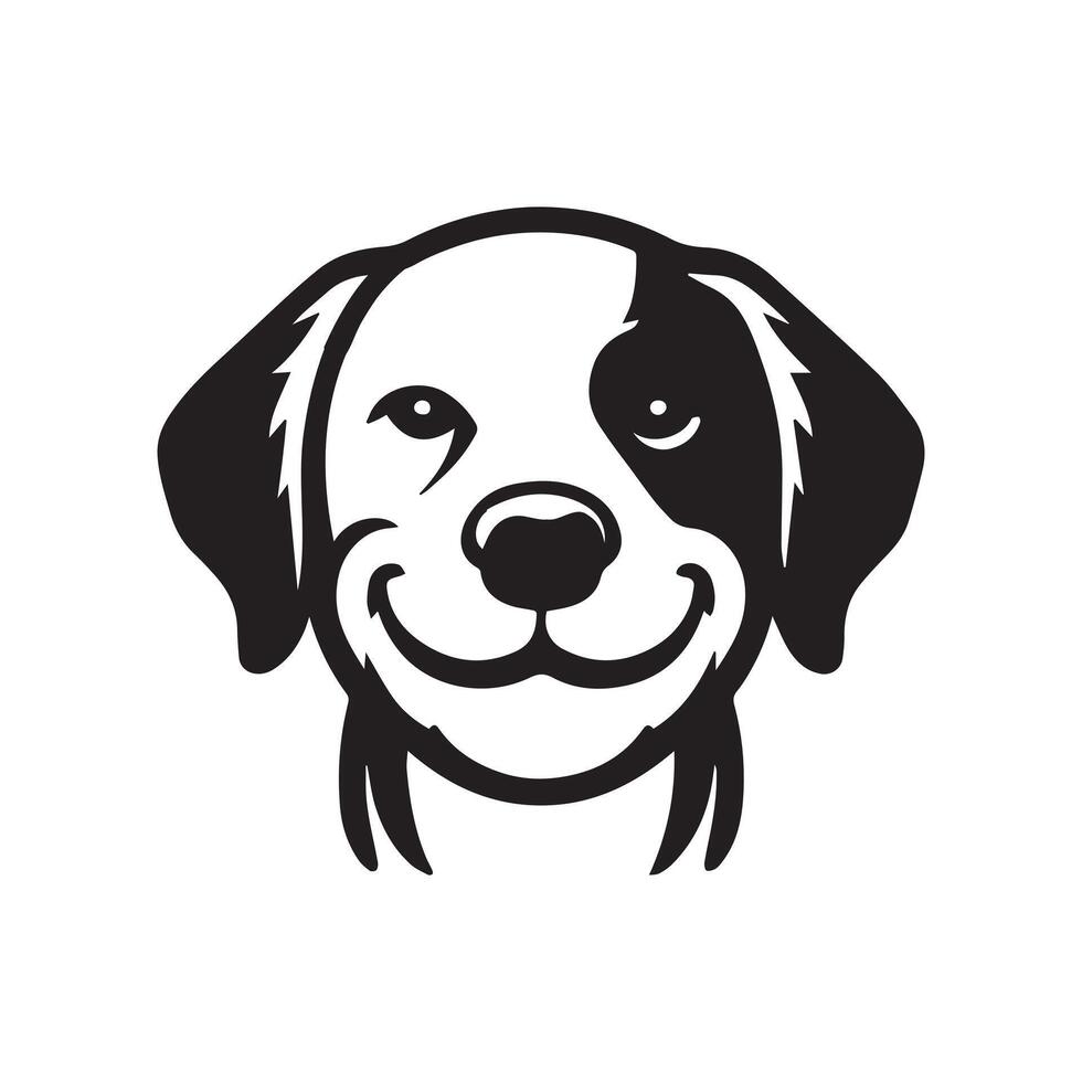 A Happy Harrier Dog Face Illustration in black and white vector