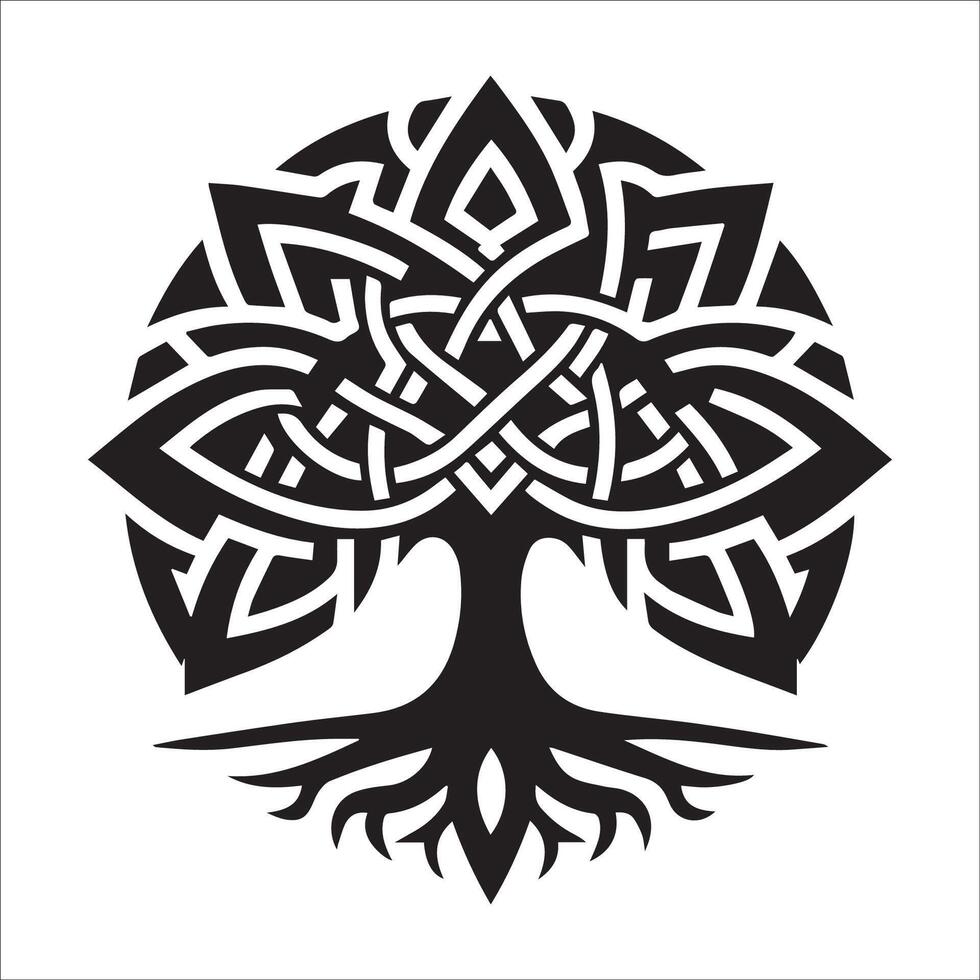 A star shaped knot Celtic tree logo illustration vector