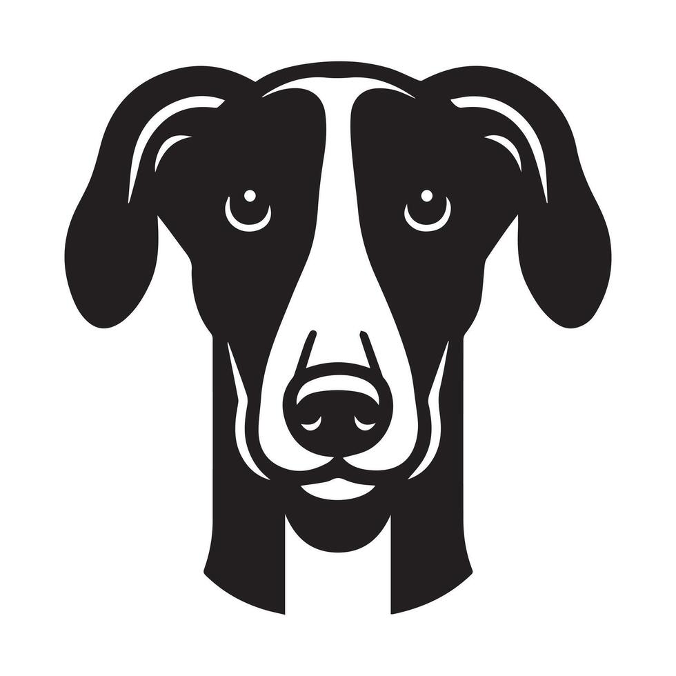 A Focused Greyhound Dog Face Illustration in black and white vector