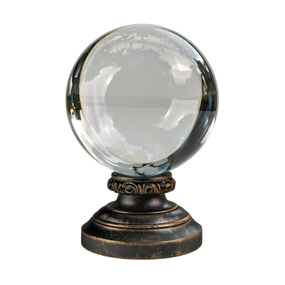 A crystal ball on a stand with a transparent background. png