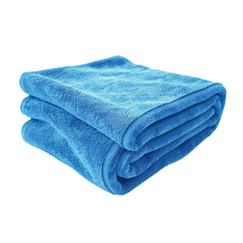 A folded blue towel on a white background. png