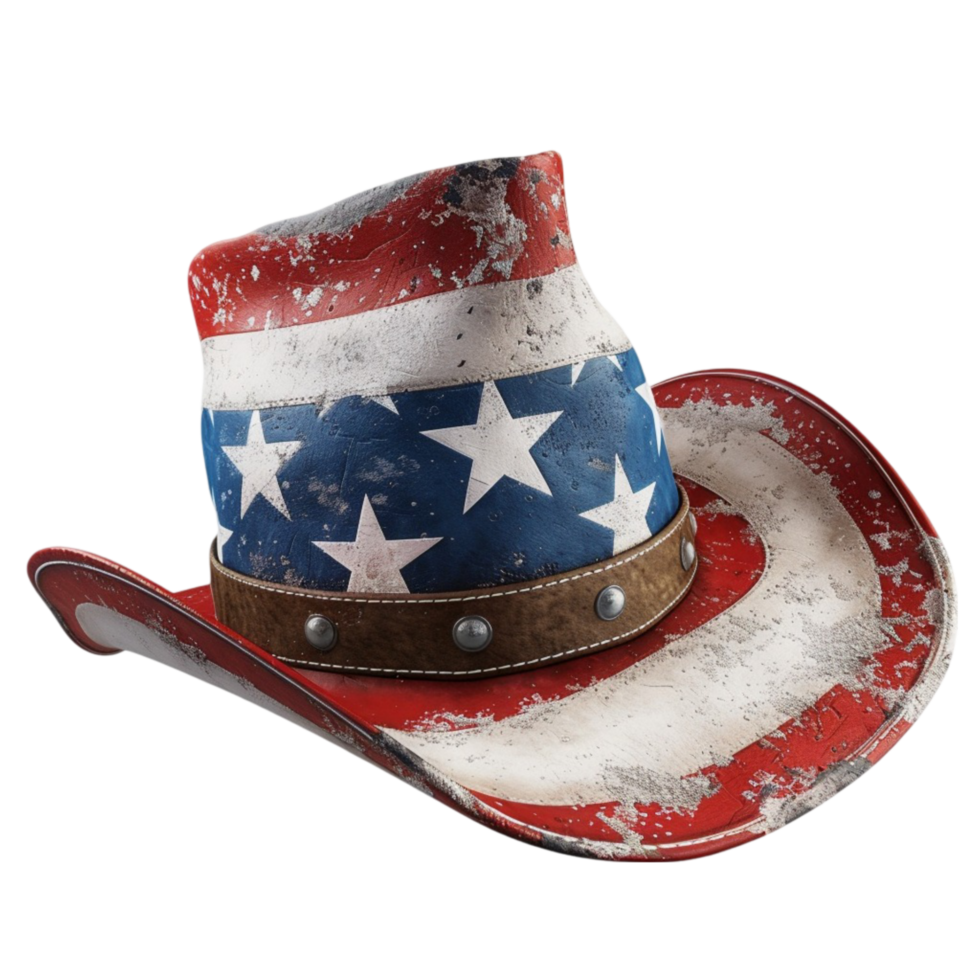 An american flag cowboy hat on a transparent background. png