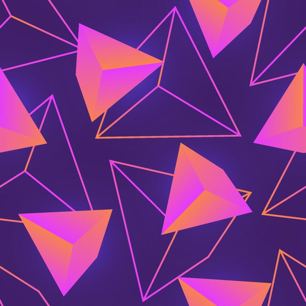 Seamless pattern with natural pink gemstones, mineral crystals or precious and semiprecious faceted stones and their outlines on purple background. illustration for wallpaper, textile print. vector