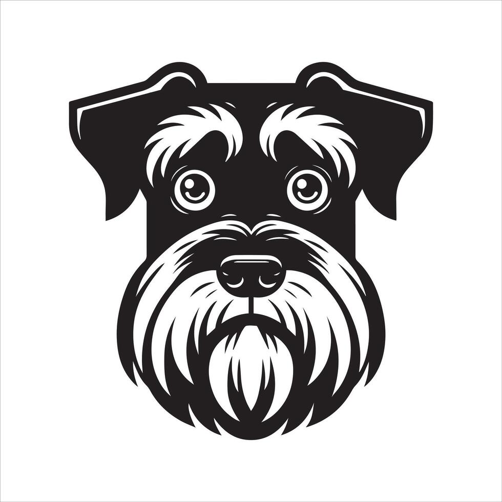 An Anxious Giant Schnauzer Dog Face illustration in black and white vector