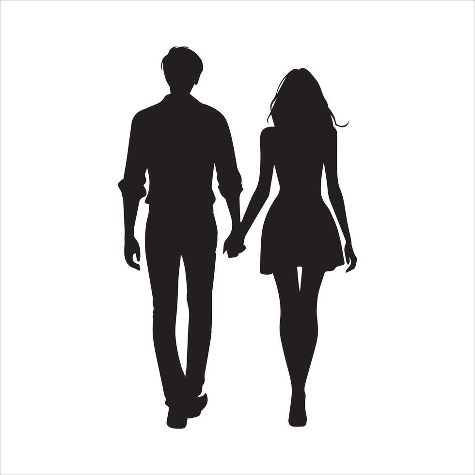 Couple Silhouette - a couple walking away illustration vector