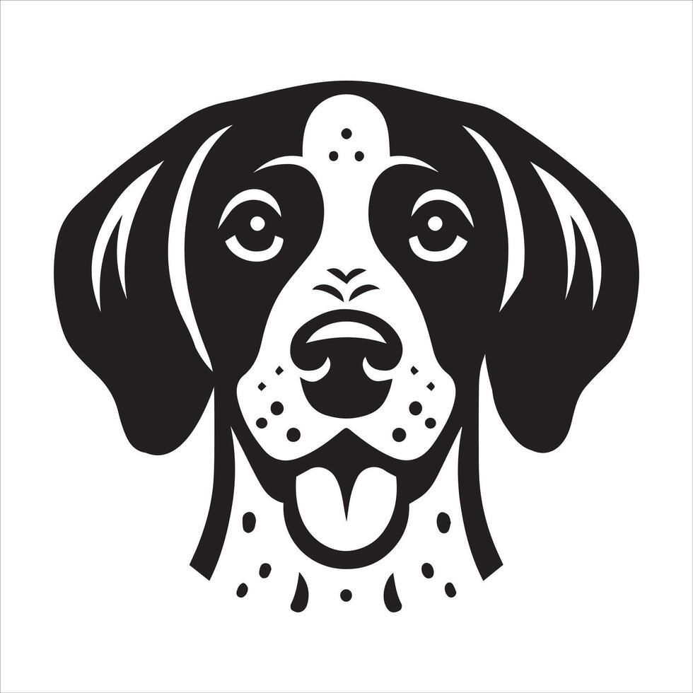 A Playful German Shorthaired Pointer Dog Face Illustration in black and white vector