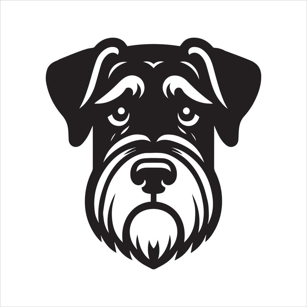 A Disappointed Giant Schnauzer Dog Face illustration in black and white vector