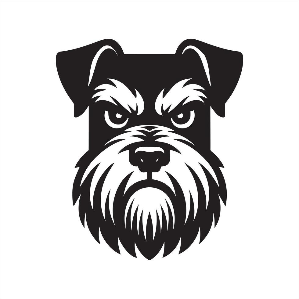 An Angry Giant Schnauzer Dog Face illustration in black and white vector