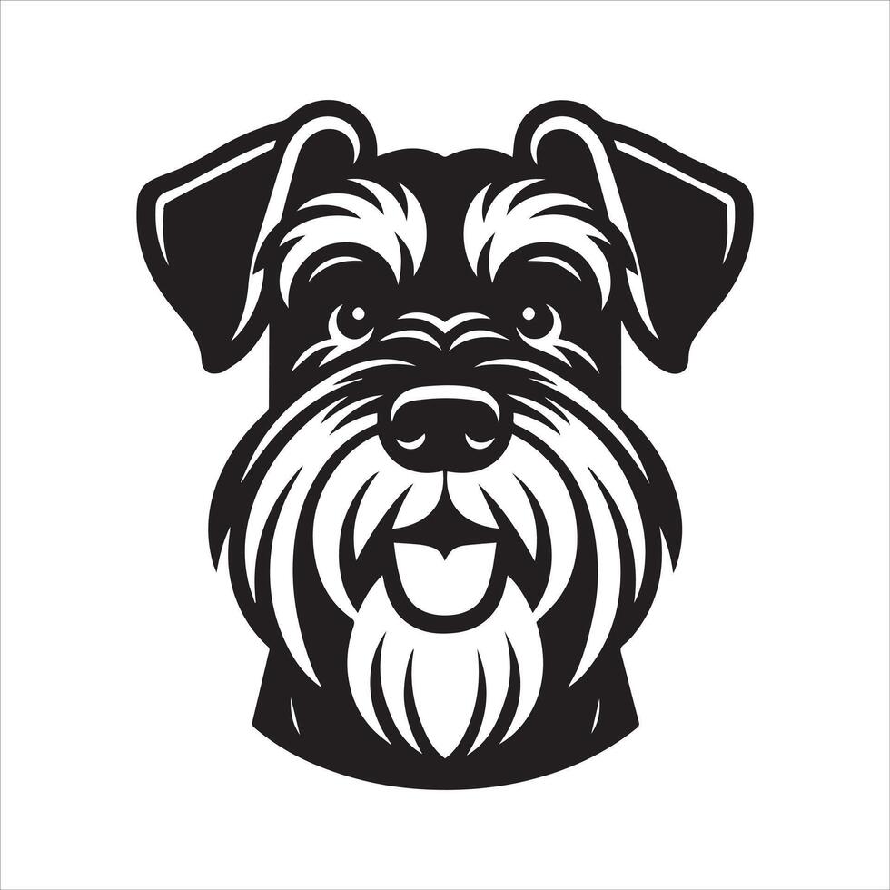 A Happy Giant Schnauzer Dog Face illustration in black and white vector