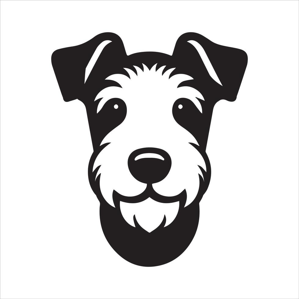 A Playful Fox Terrier Dog Face Illustration in black and white vector