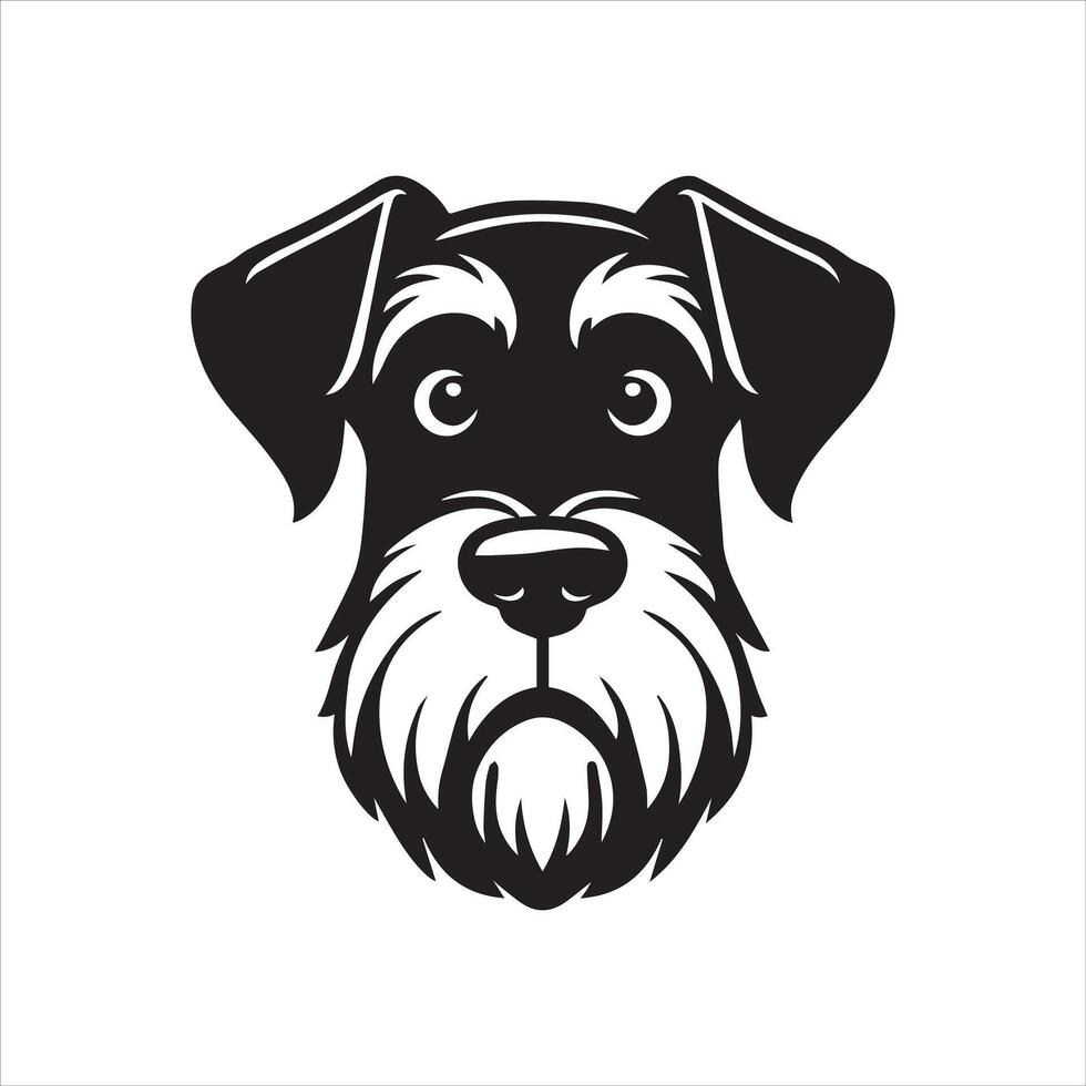 A Confused Giant Schnauzer Dog Face illustration in black and white vector