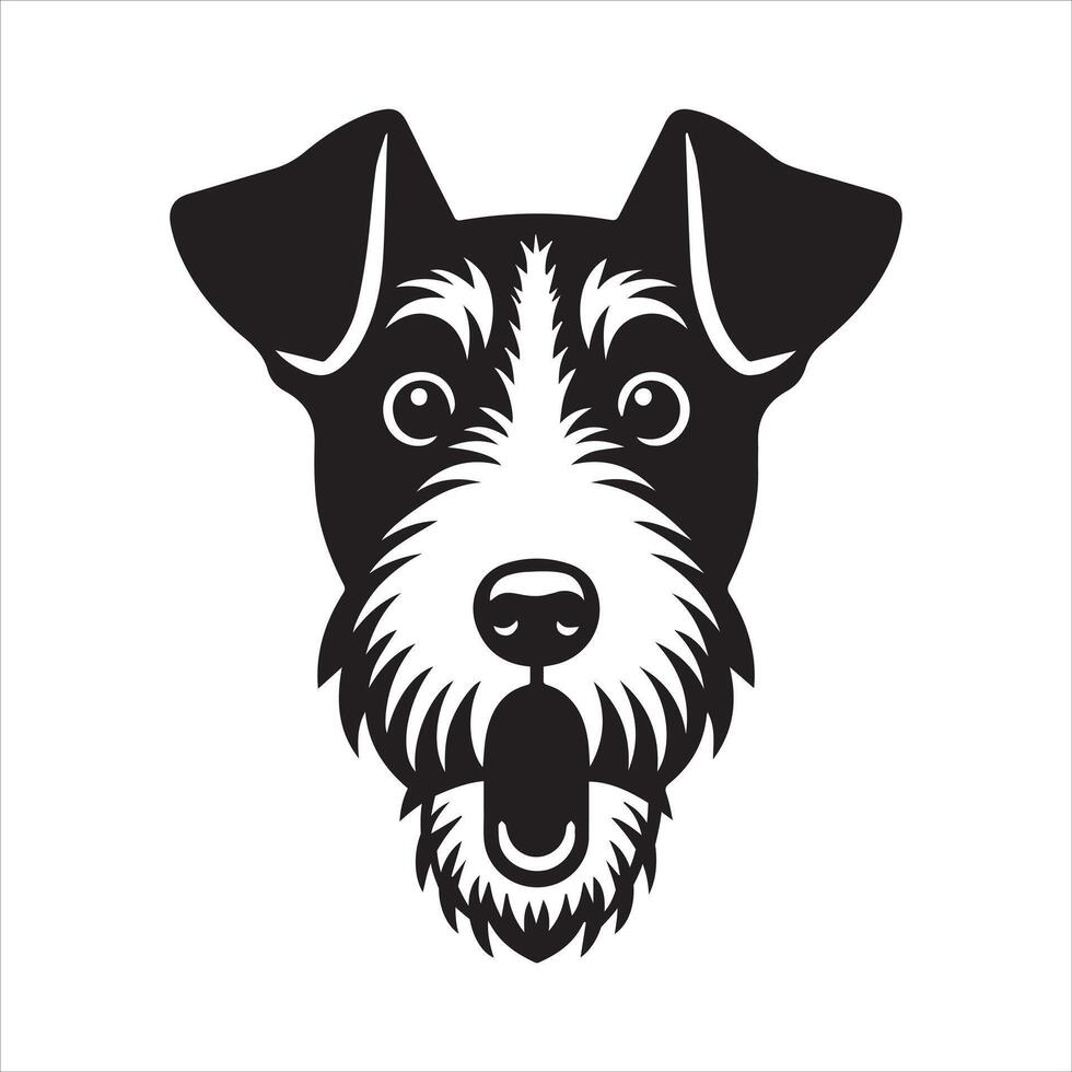 A Shocked Fox Terrier Dog Face Illustration in black and white vector