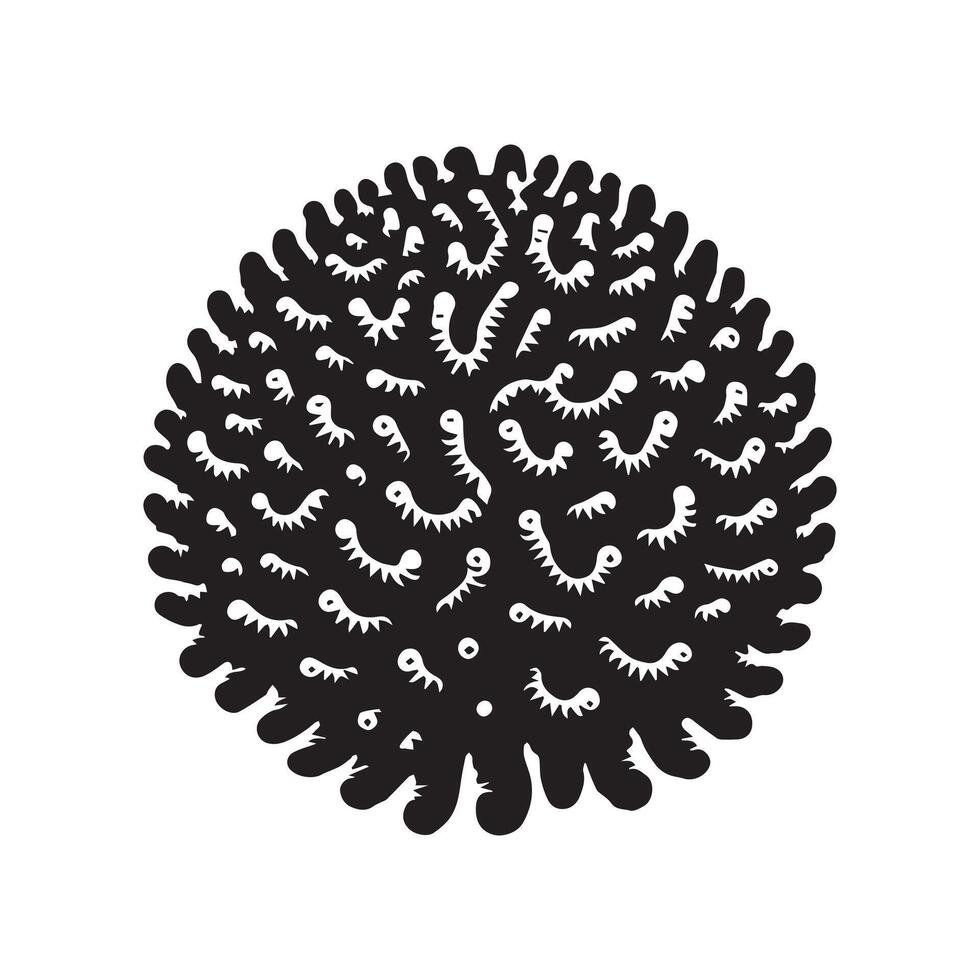 a Siderastrea coral illustration in black and white vector