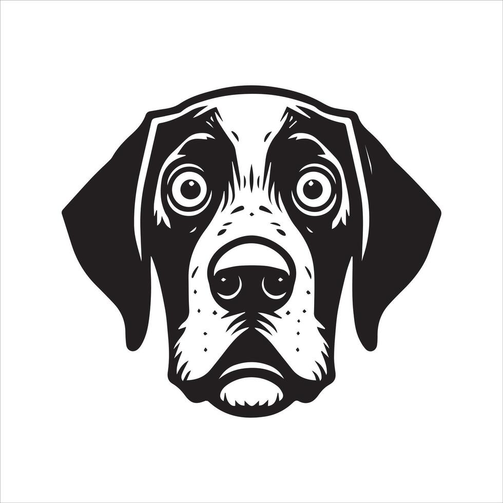 A Shocked German Shorthaired Pointer Dog Face Illustration in black and white vector
