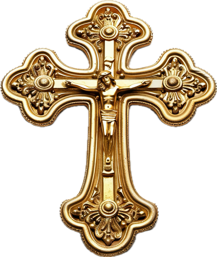 Golden Cross with Intricate Design. png