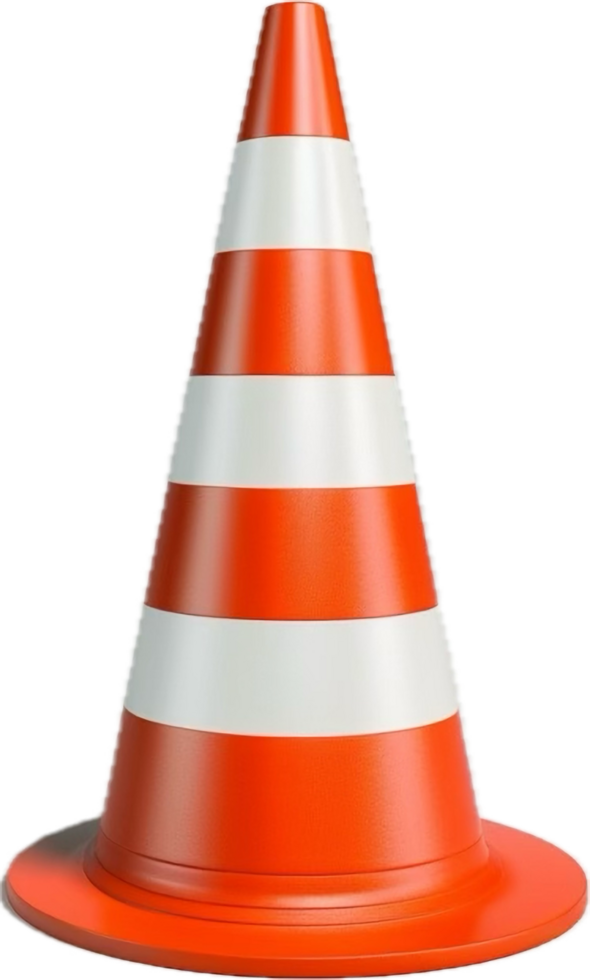 Bright Orange Traffic Cone with Reflective Stripe. png