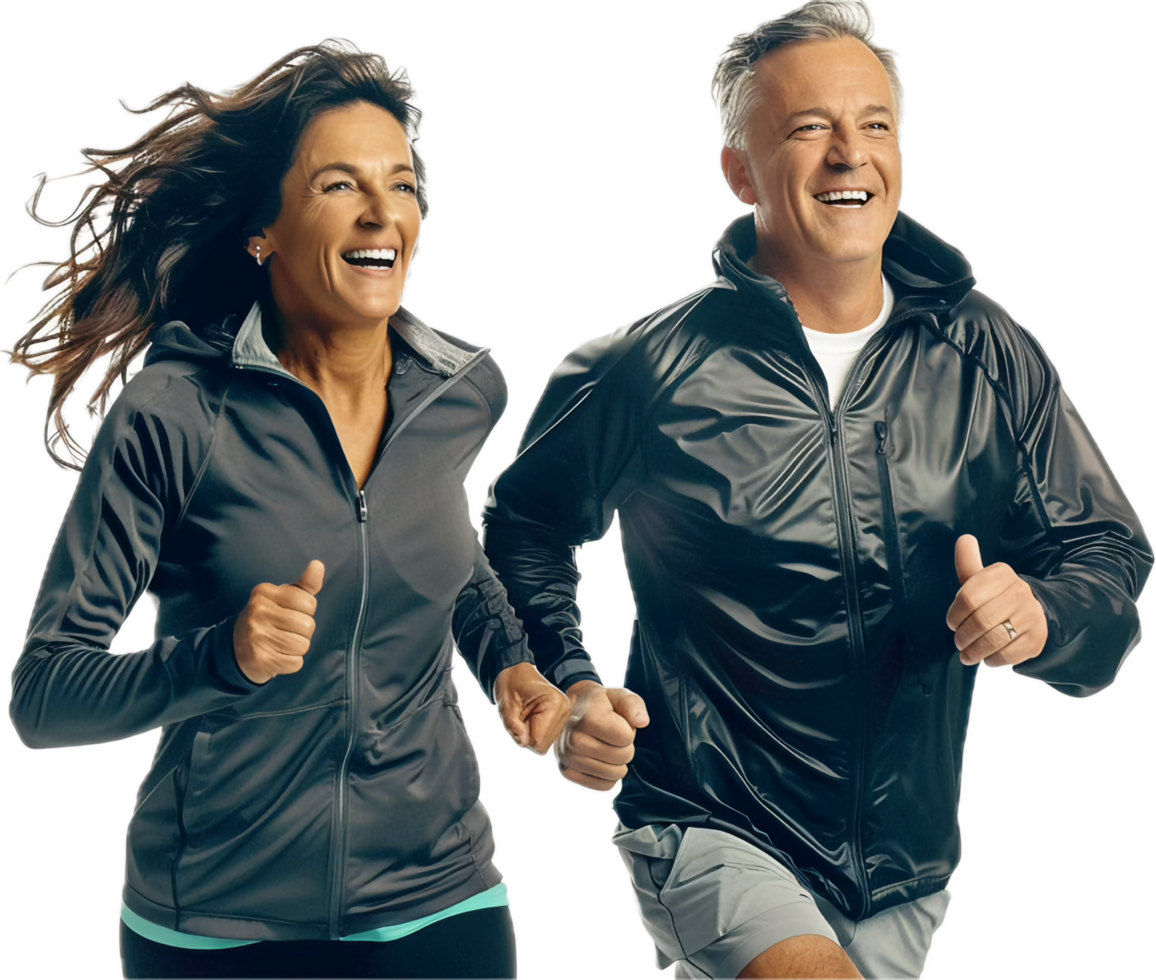 Happy Couple Jogging Together. png