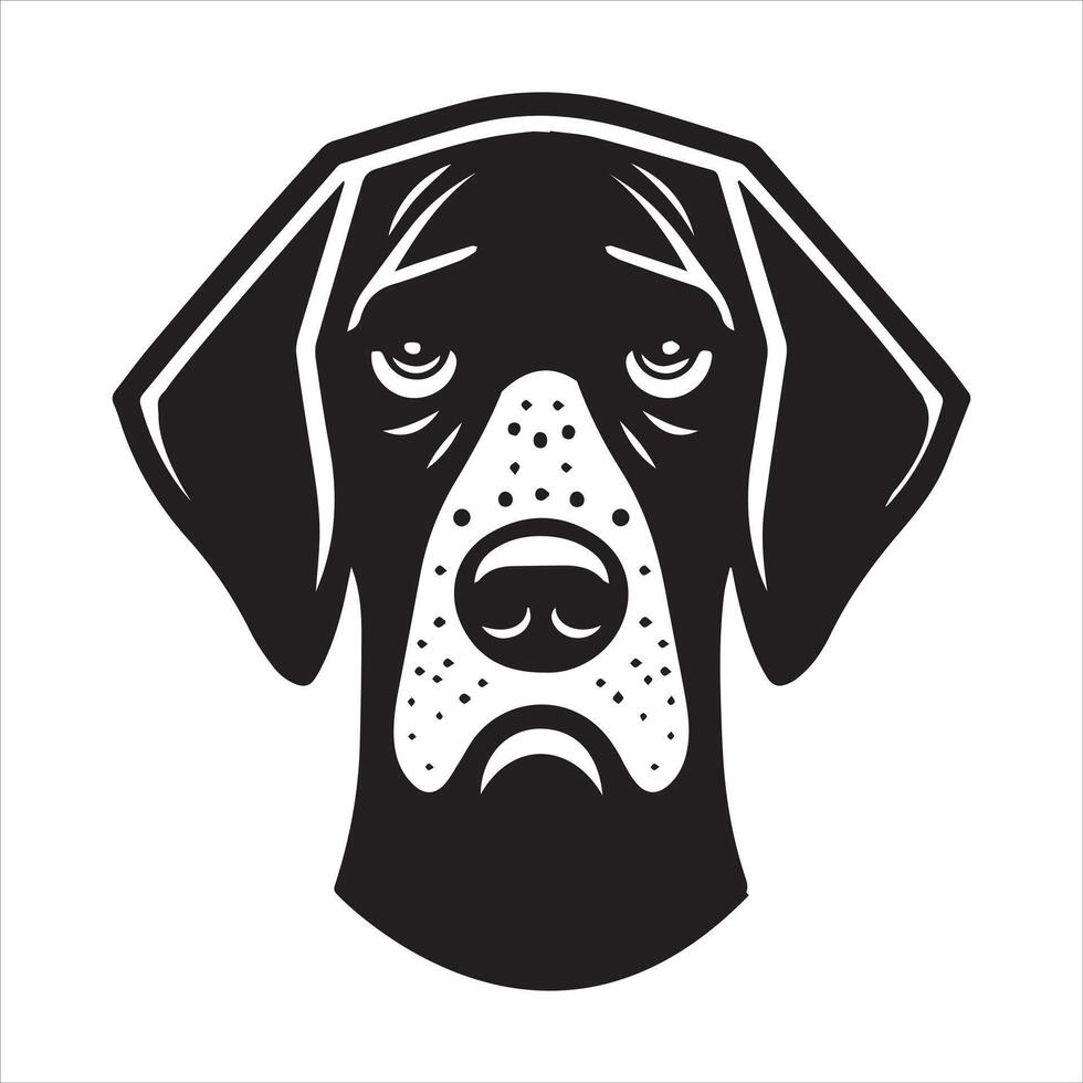 A Disappointed German Shorthaired Pointer Dog Face Illustration in black and white vector