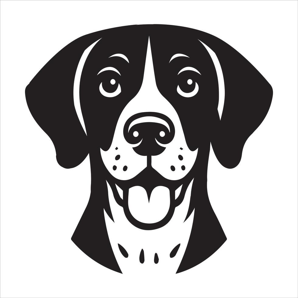 A Happy German Shorthaired Pointer Dog Face Illustration in black and white vector