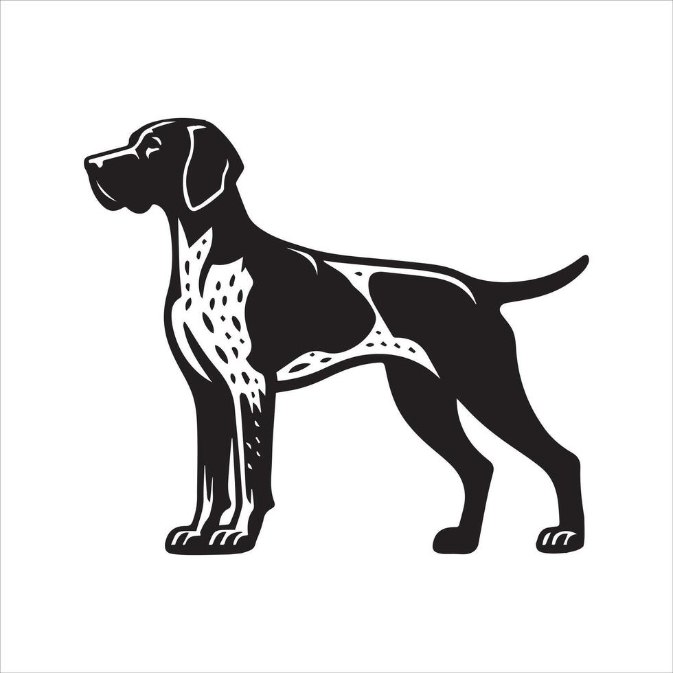 Proud German Shorthaired Pointer dog Illustration in black and white vector