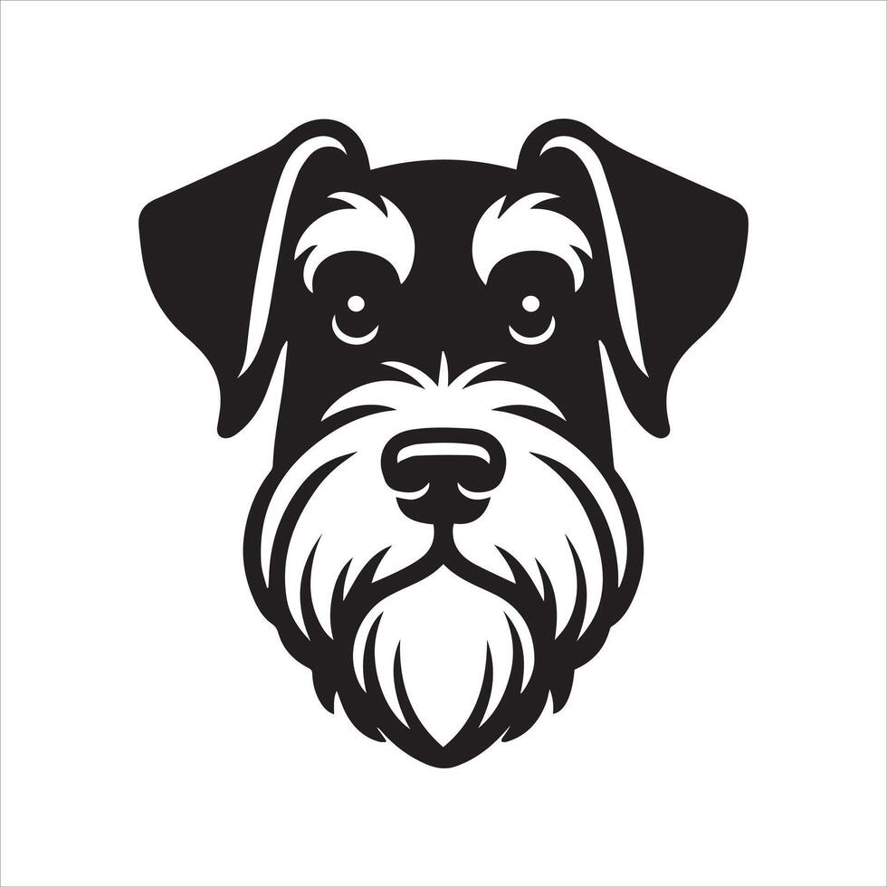 A Loving Giant Schnauzer Dog Face illustration in black and white vector