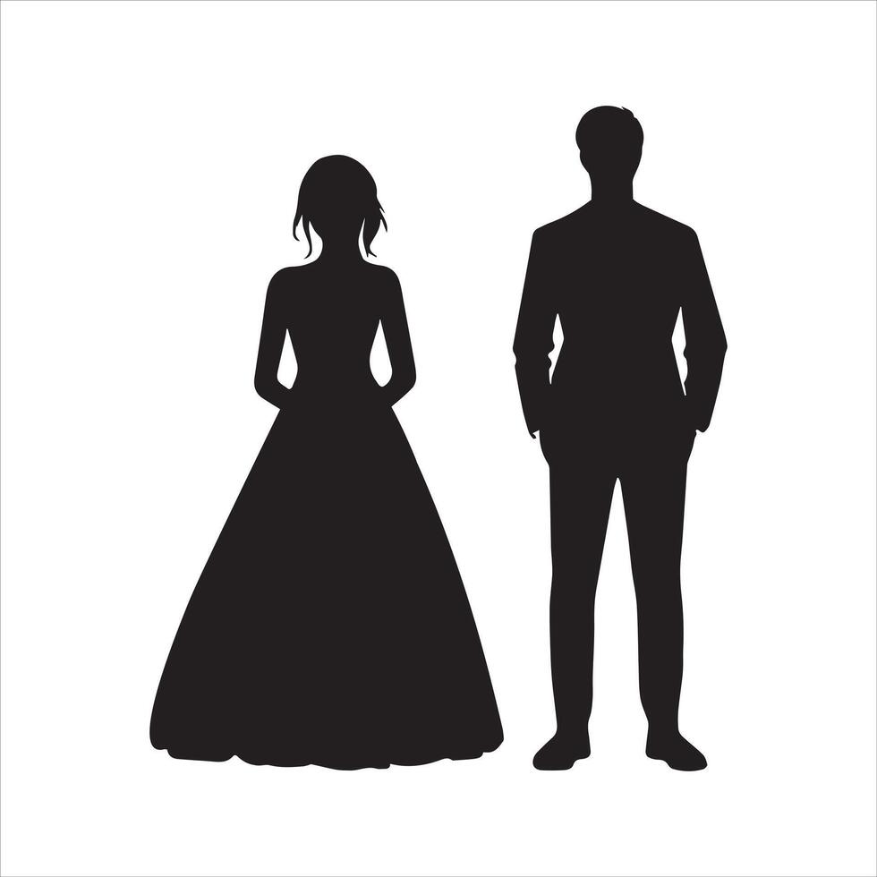 Couple Silhouette - a romantic pose in relationship illustration vector