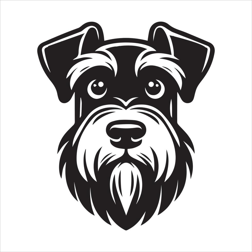 A Curious Giant Schnauzer Dog Face illustration in black and white vector