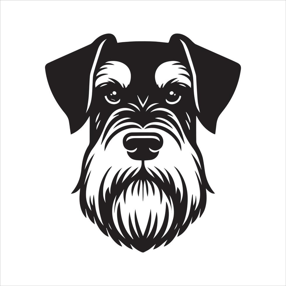A Neutral Giant Schnauzer Dog Face illustration in black and white vector