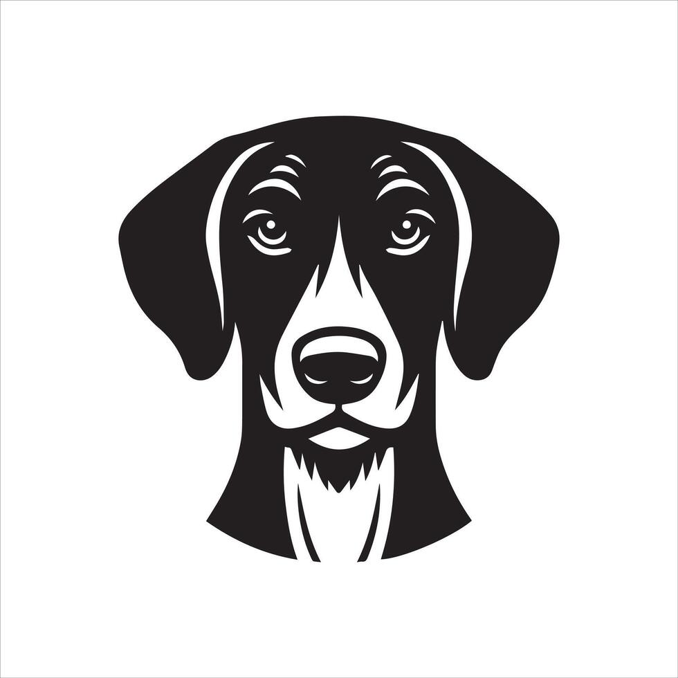 A Mischievous German Shorthaired Pointer Dog Face Illustration in black and white vector