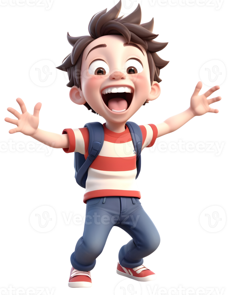 3d character of a man with a cheerful face opening his arms to the side png