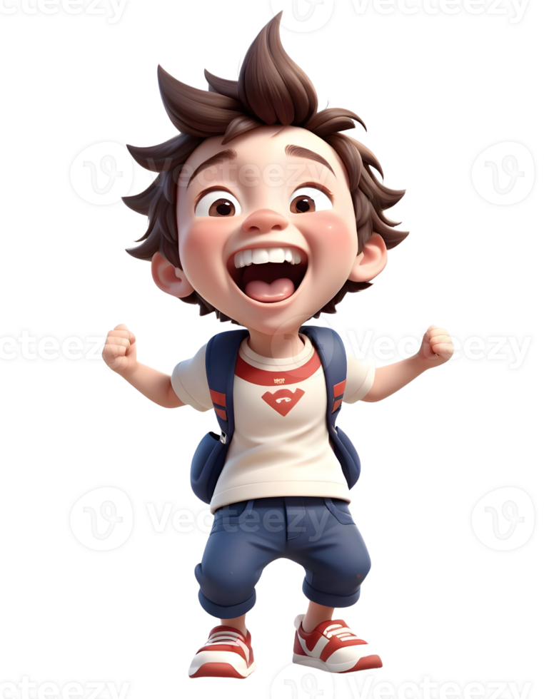 3d illustration of a male student using a school bag. Study and education concept png