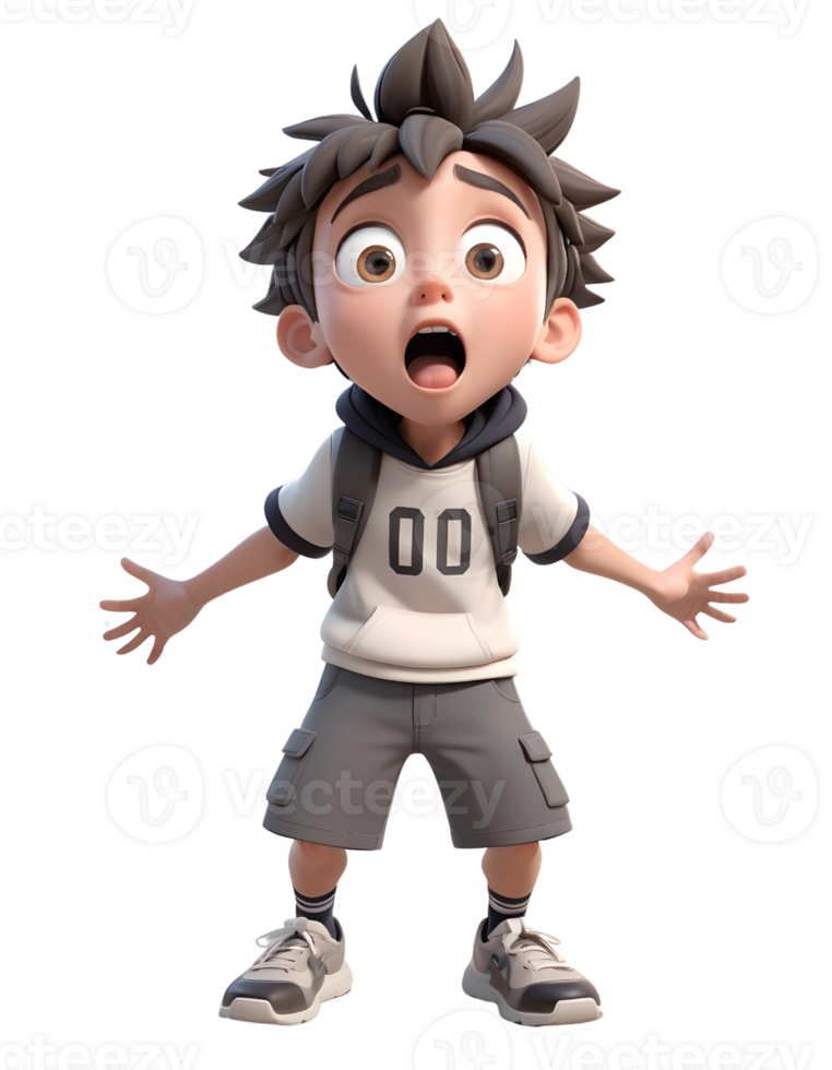 3d character of a man with a cheerful face opening his arms to the side png