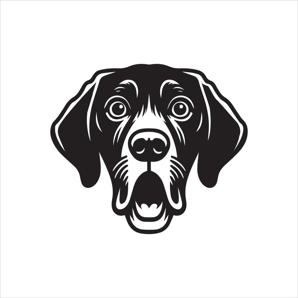 A Surprised German Shorthaired Pointer Dog Face Illustration in black and white vector