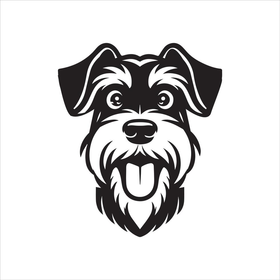 A Playful Giant Schnauzer Dog Face illustration in black and white vector