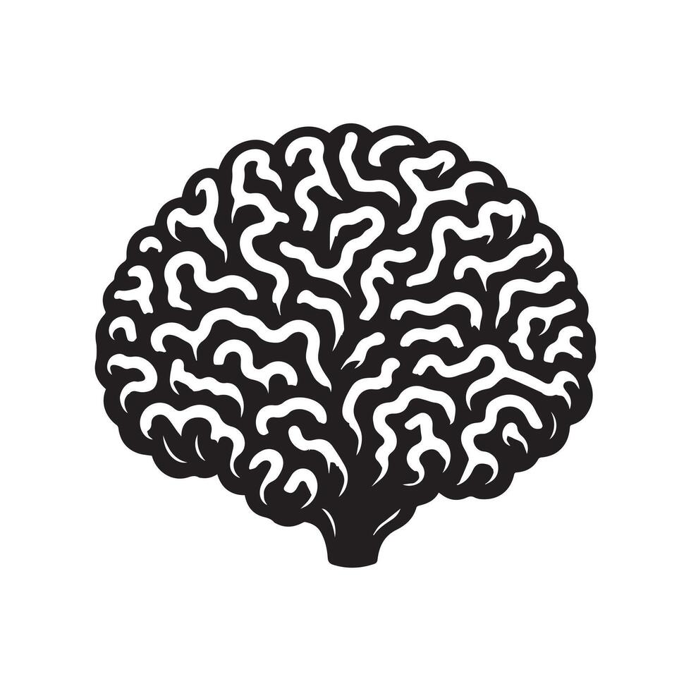 Brain Coral illustration in black and white vector