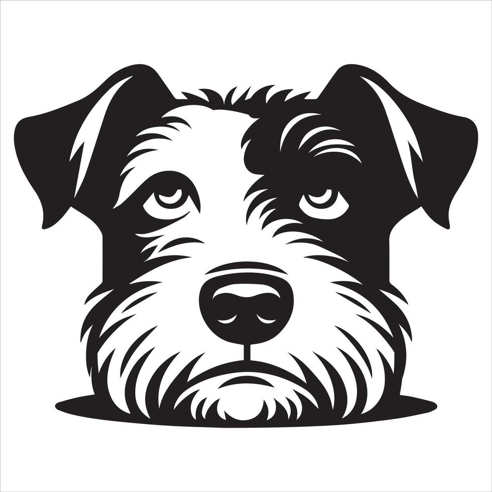 A Bored Fox Terrier Dog Face Illustration in black and white vector
